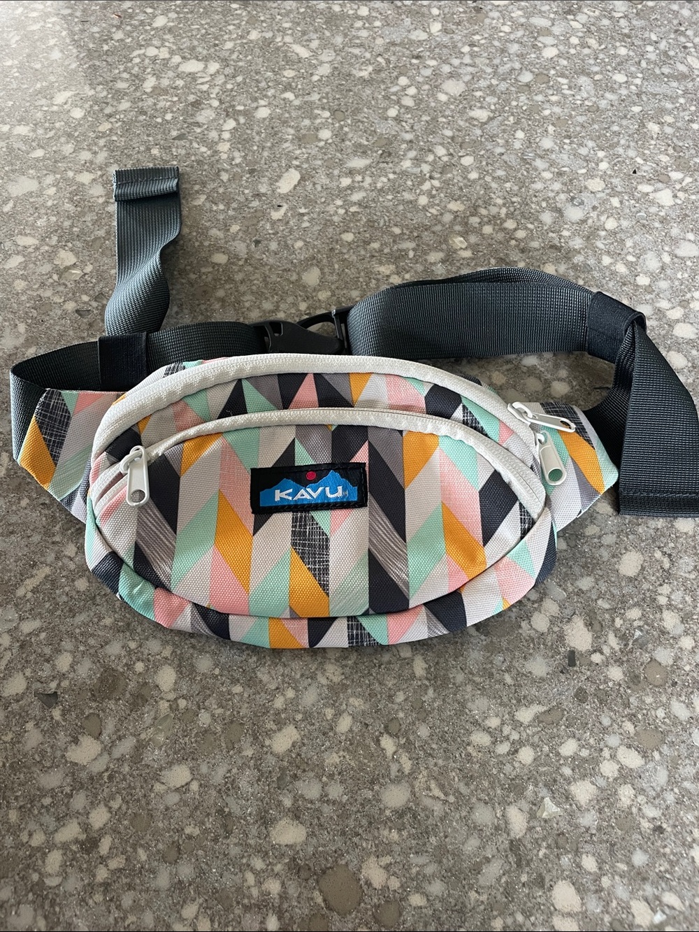 Kavu Multicolor Chevron Waist Bag with Black Strap